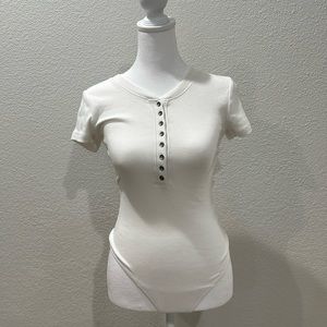 Abercrombie & Fitch white thong bodysuit size extra small